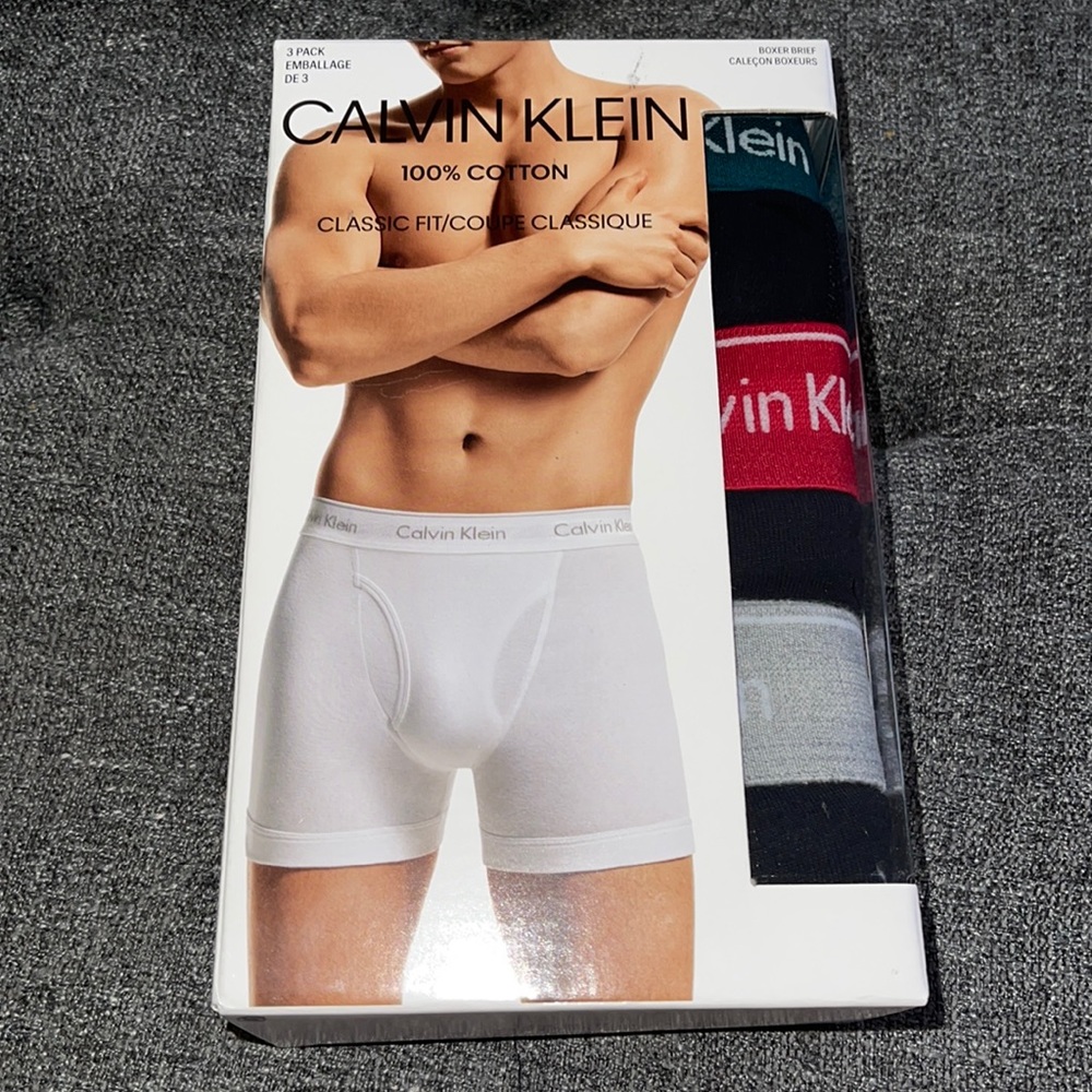 Calvin Klein 100% Cotton Boxer Briefs 3 Pack sz XL